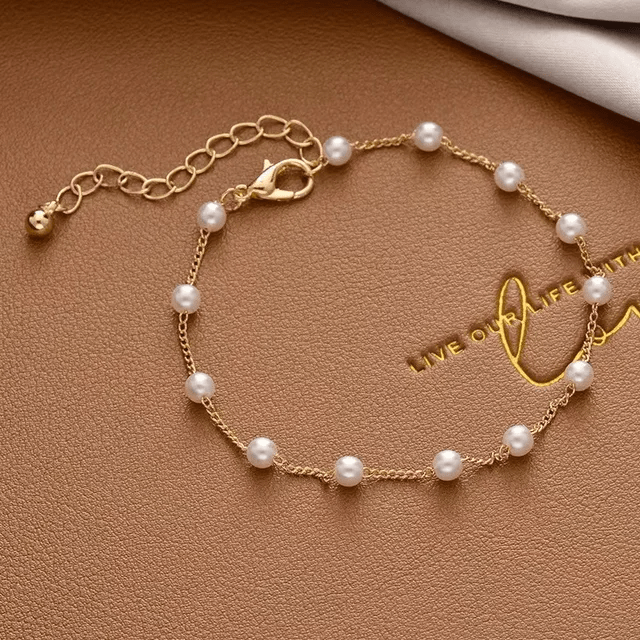 GoldPlated Baroque Pearl Chain Stitch Bracelet for Women’s Jewelry Tinklehoops