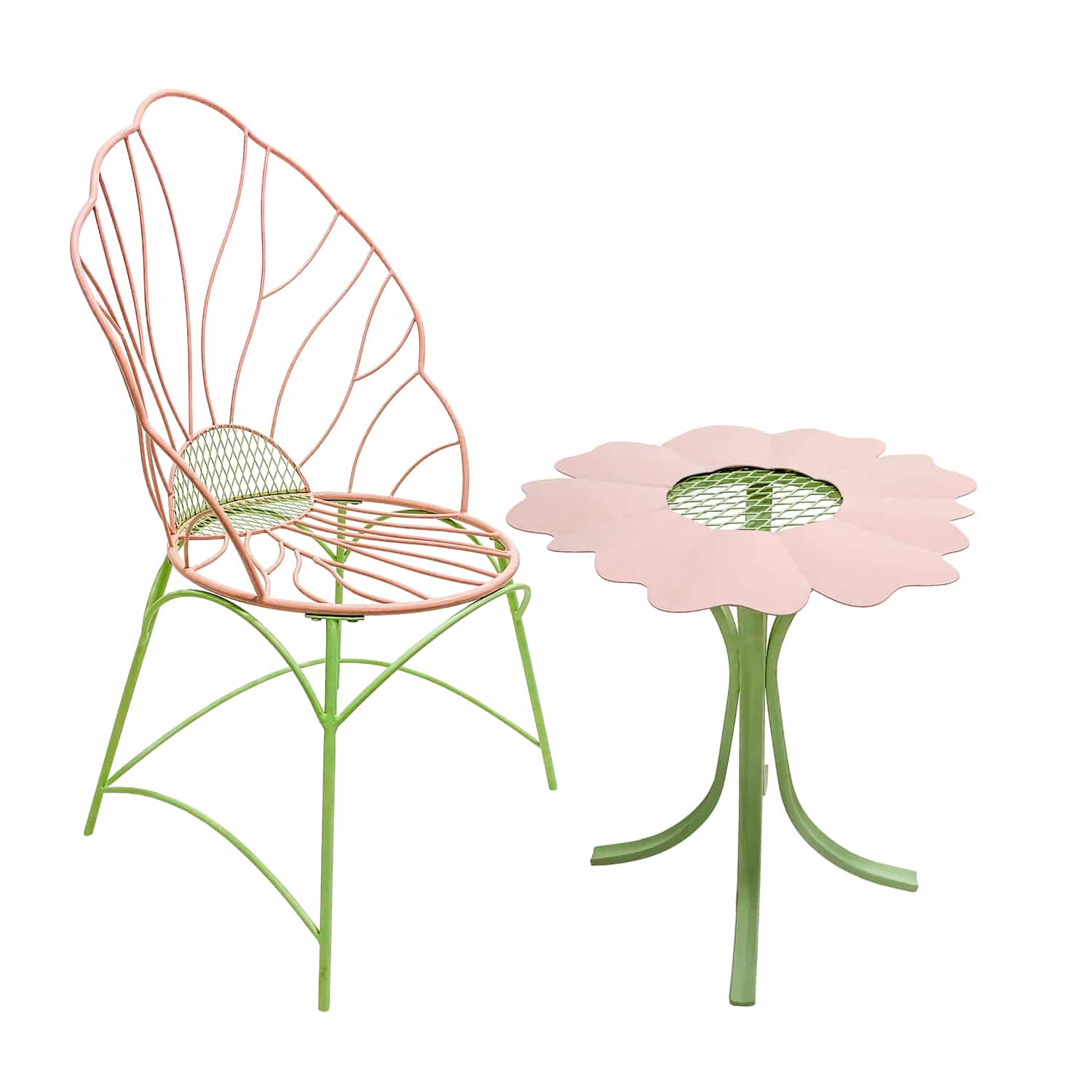 Floral Metal Garden Chair and Table Set Tin Lizzies