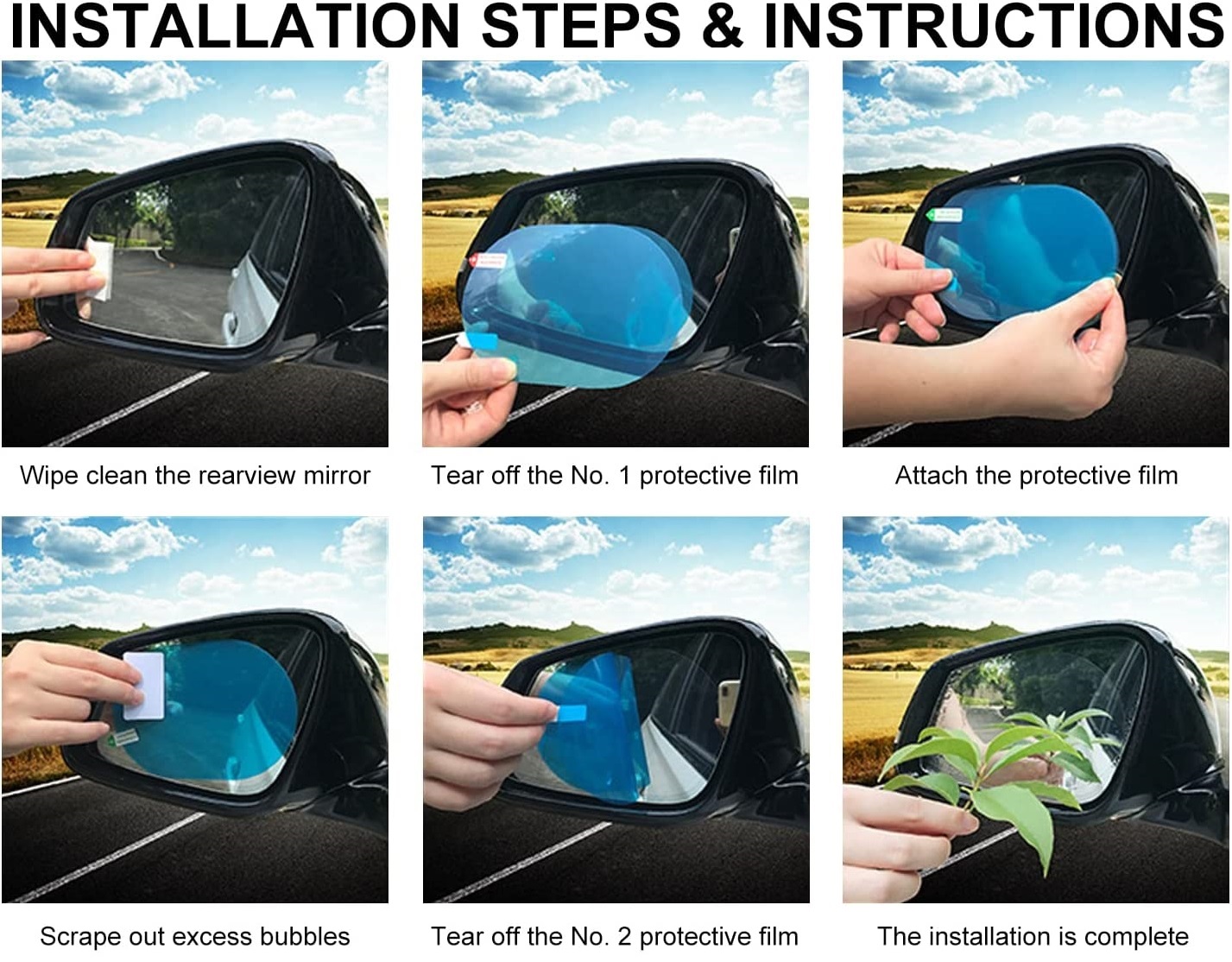 Car Rearview Mirror Rainproof Film Tinsico