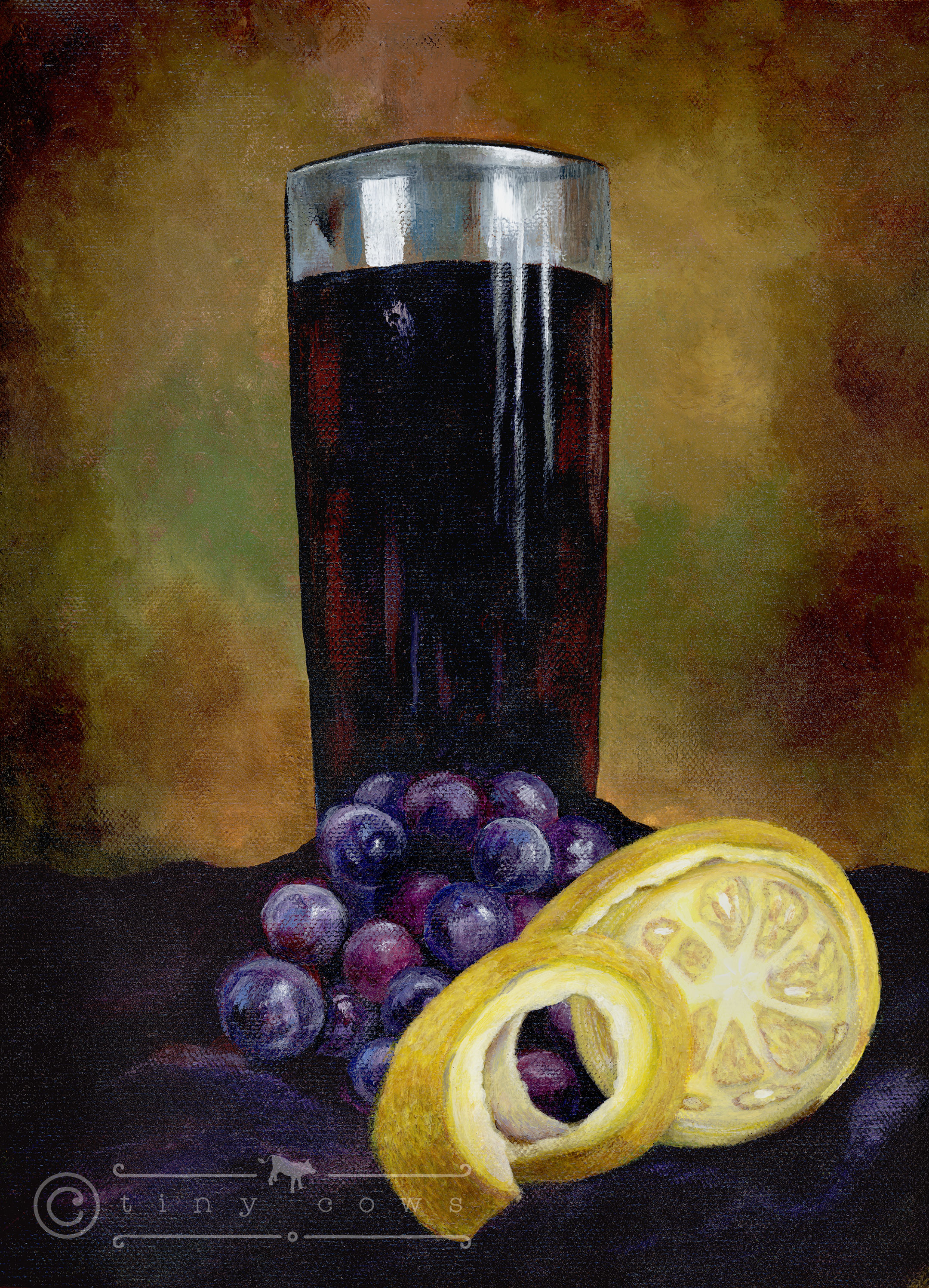 Cut Lemon with Grapes Tiny Cows