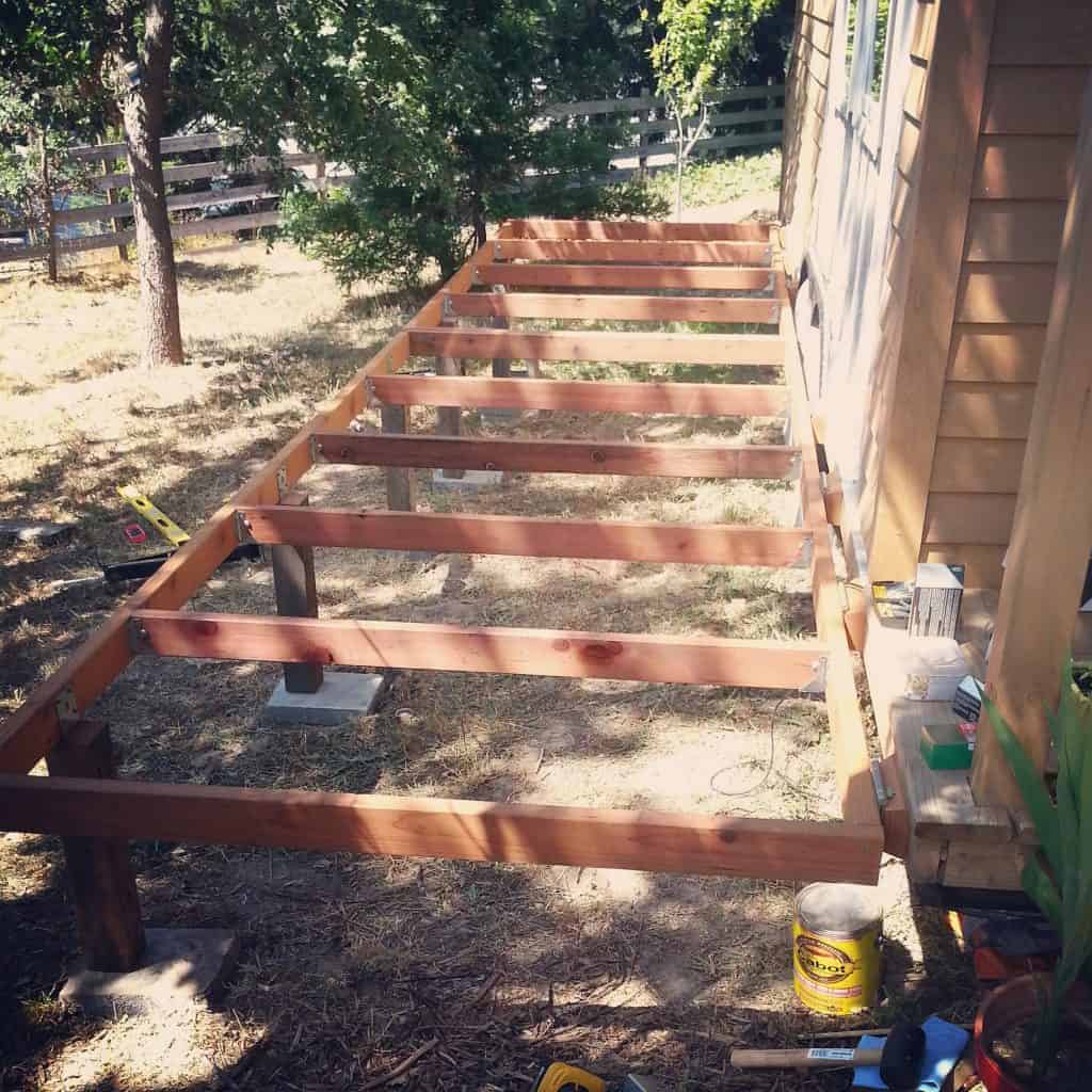 Tiny houses are better with folding redwood decks!