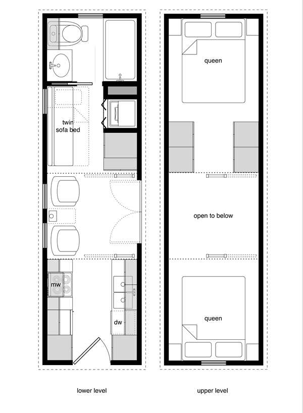 Tiny House Floor Plans with Lower Level Beds TinyHouseDesign