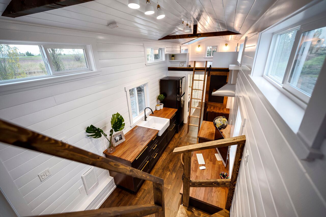 34ft Tiny House on Wheels by Mint Tiny Homes with Amazing Bathroom and