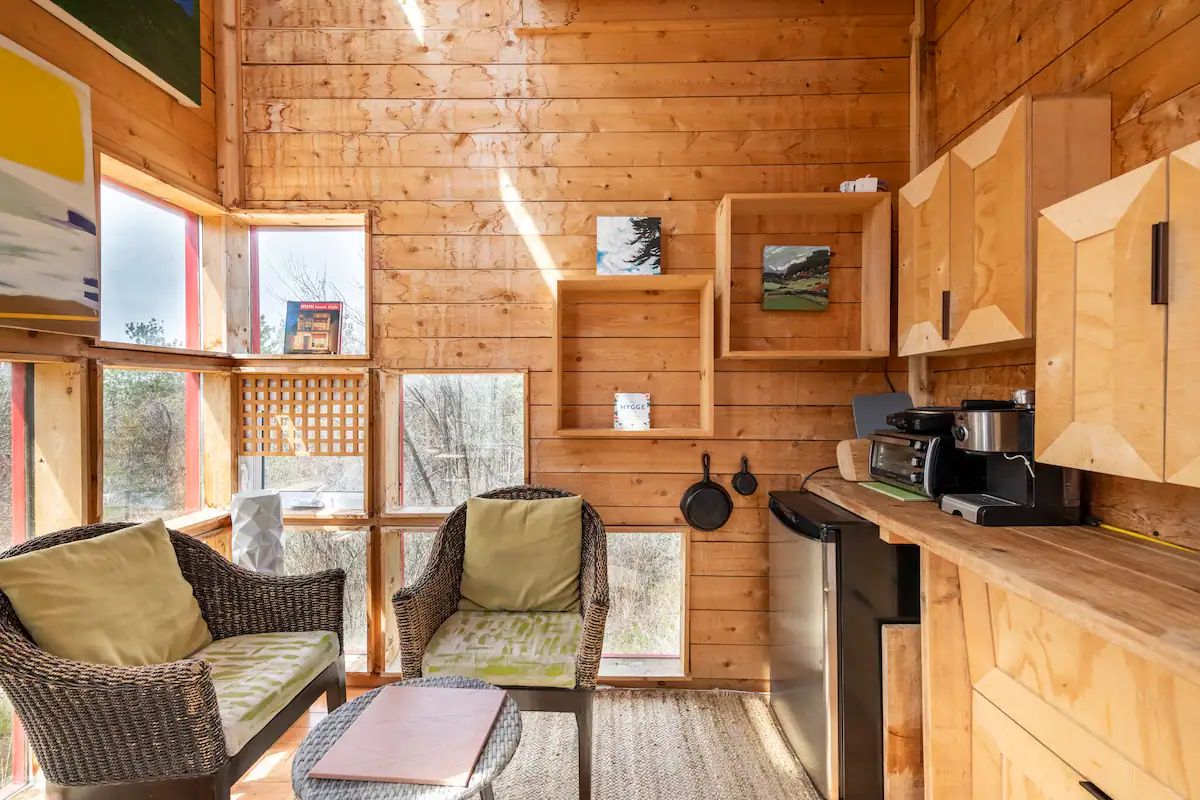 Tiny Red Cube Cabin in Castleton, Ontario
