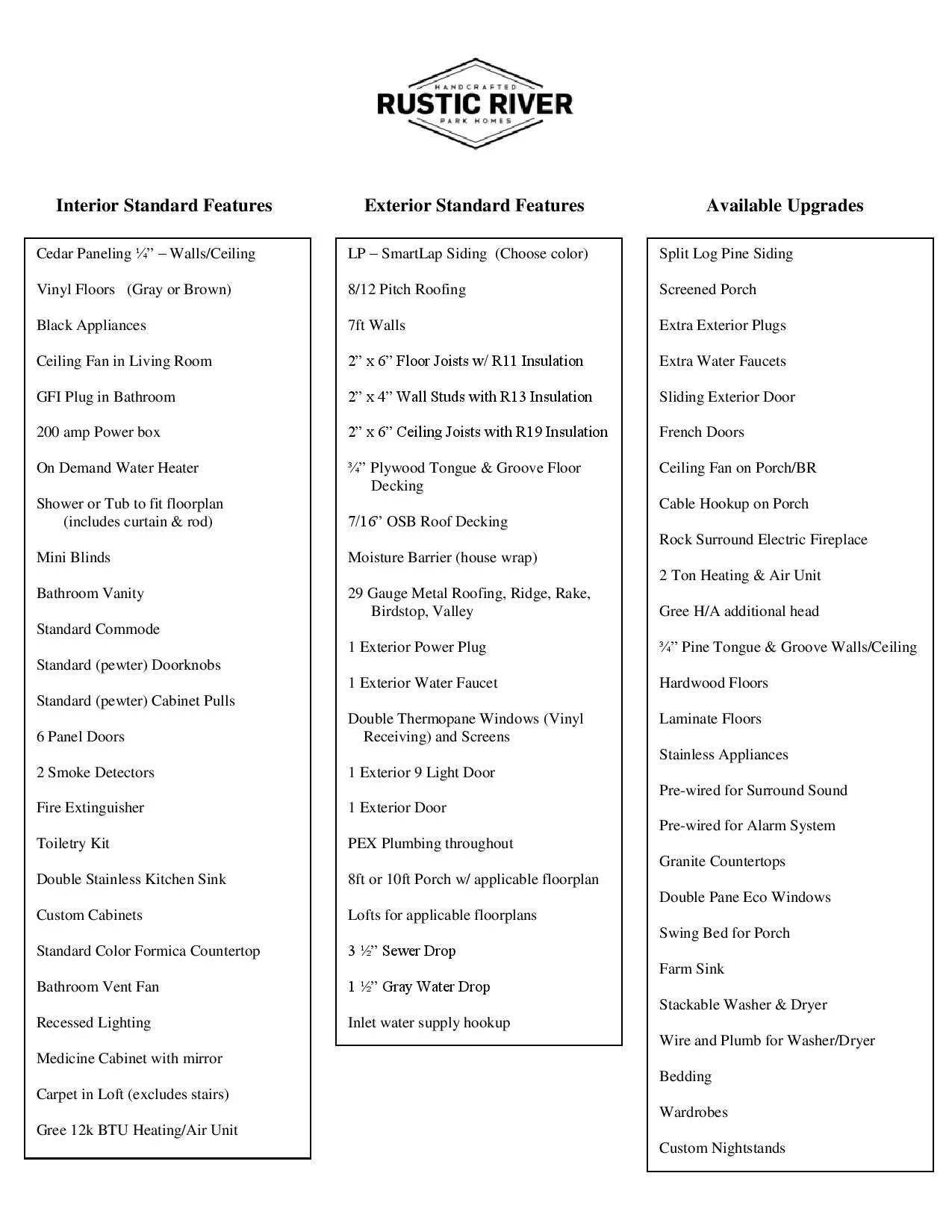 Comal CO02 by Rustic River Park Homes