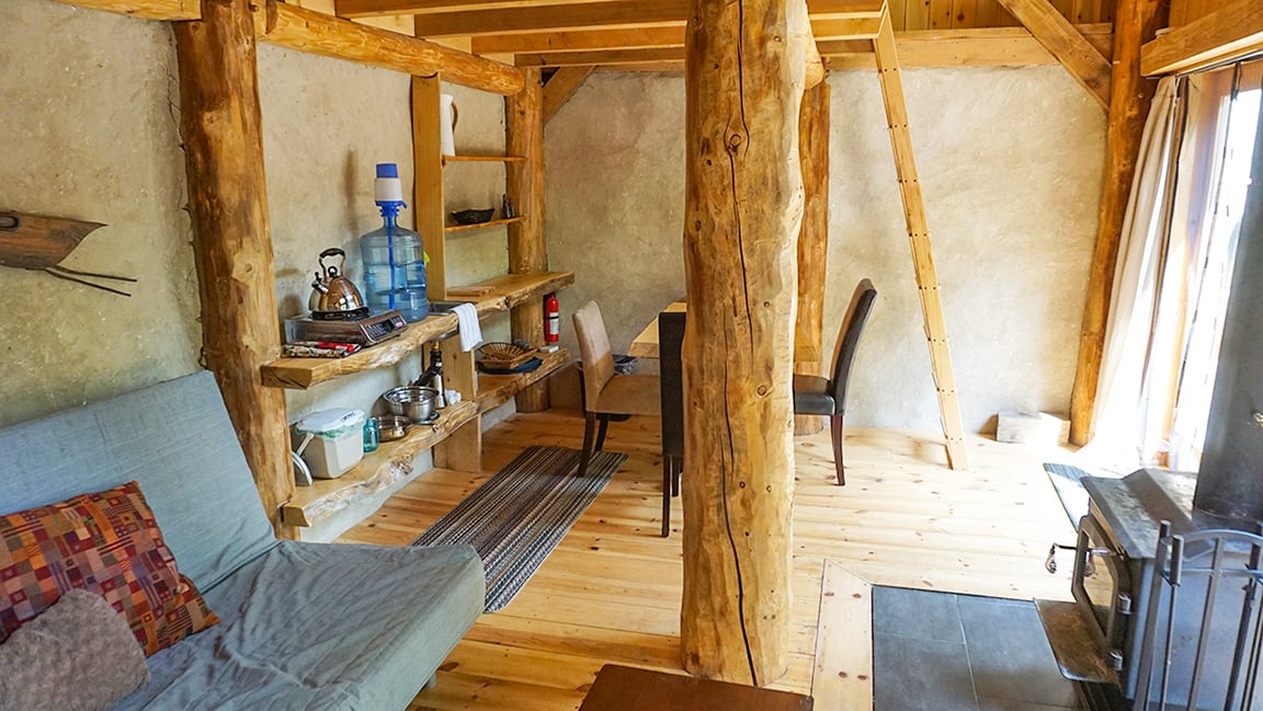 Tiny Straw Bale Cabin with Passive Solar Green Roof VIDEO