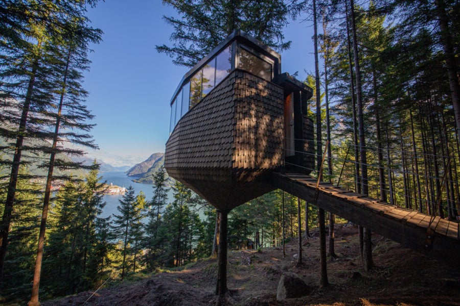Woodnest Modern Treehouse Overlooking Norway Fjord