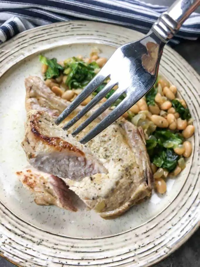 BoneIn Pork Chops with White Beans & Escarole Tiny Kitchen Divas