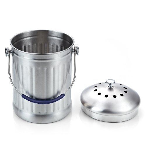 Cook N Home Stainless Steel Kitchen Compost Bin, 1Gallon