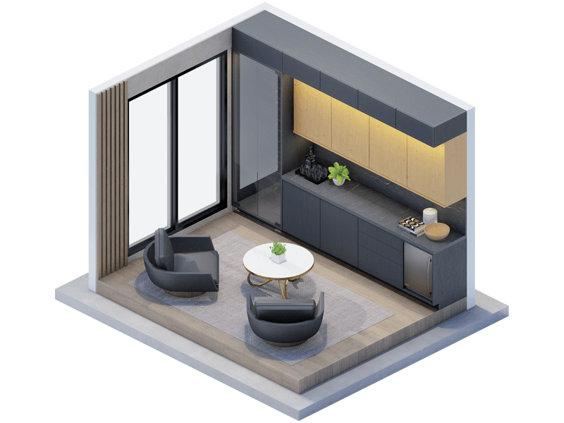 Larssen MidCentury Modern Den TinyRooms