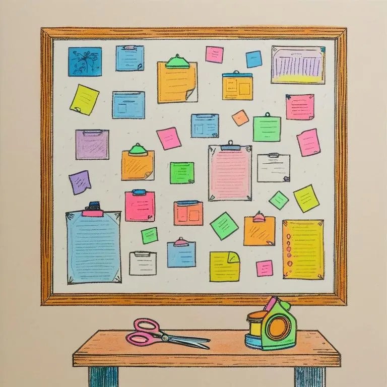Bulletin board and desk Coloring Page Free Printables Tiny Sketcher