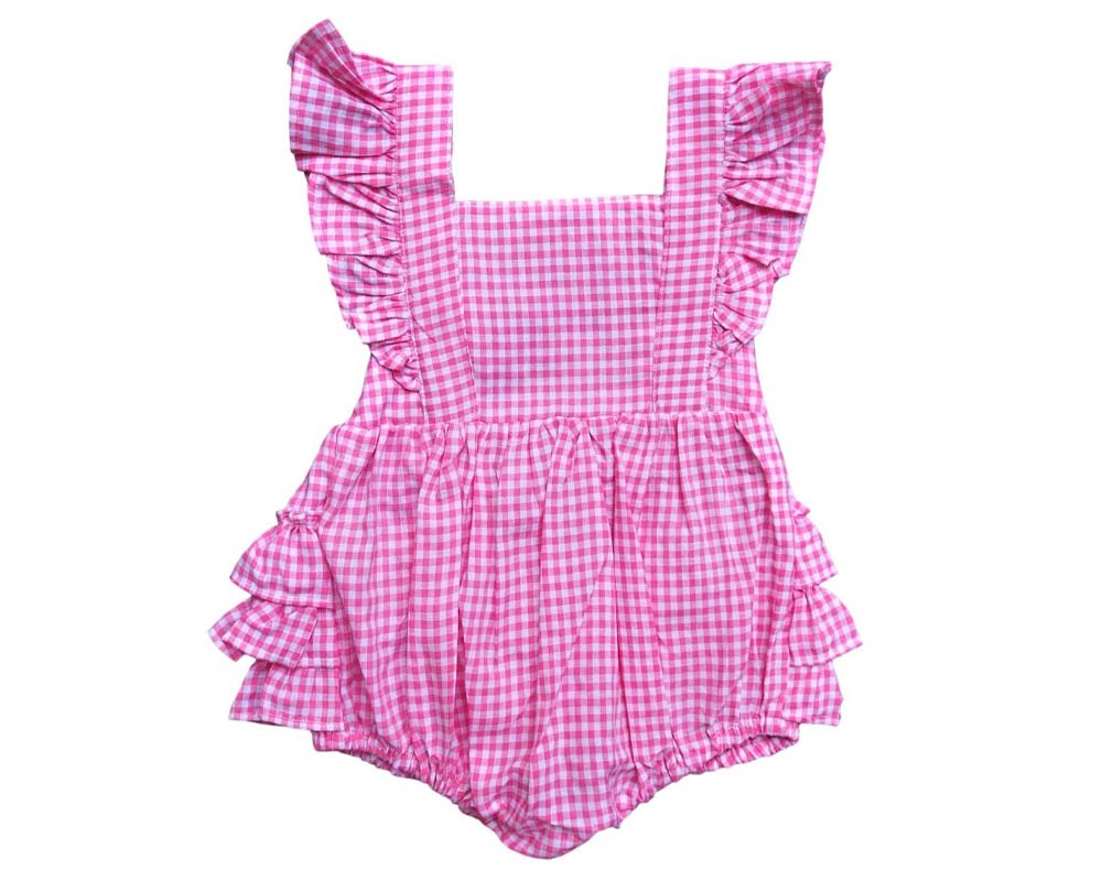 Baby Girl Romper Pink Gingham Tiny Tots Kids