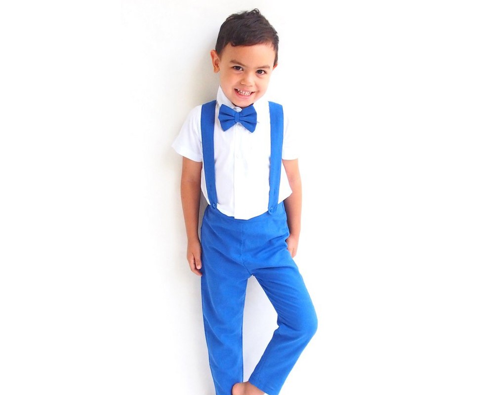 Boy Suspender Pants Blue Tiny Tots Kids