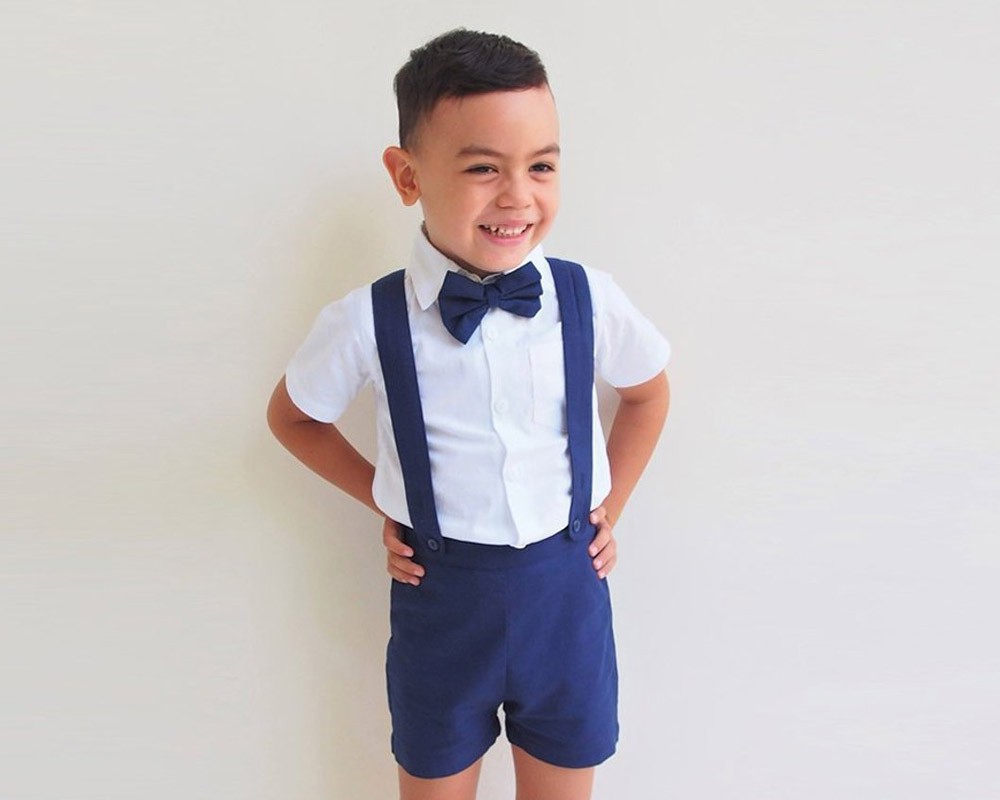 Boy Suspender Shorts Navy Tiny Tots Kids