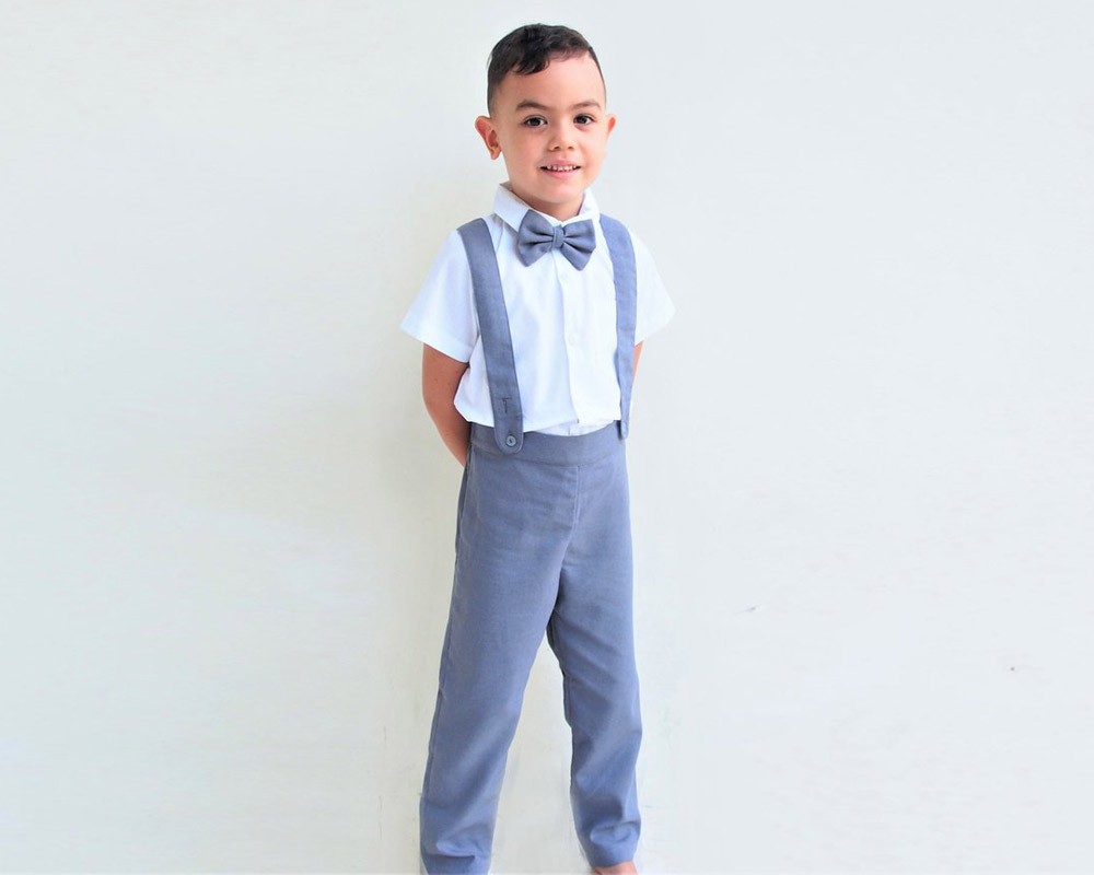 Boy Suspender Pants Dark Grey Tiny Tots Kids