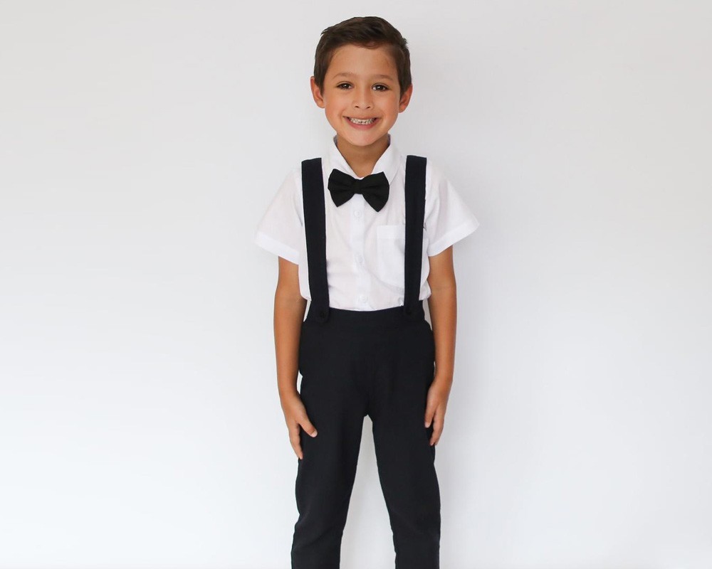 Boy Suspender Pants Black Tiny Tots Kids