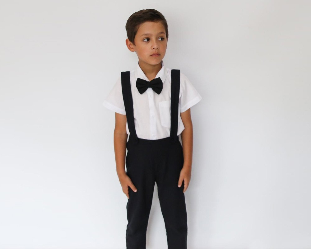 Boy Suspender Pants Black Tiny Tots Kids