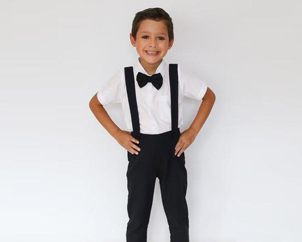 Boy Suspender Pants Black Tiny Tots Kids