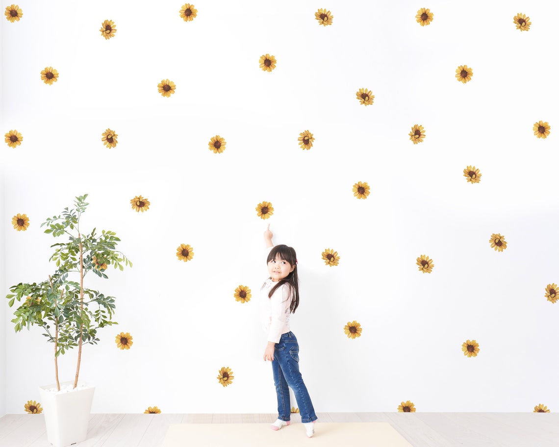 Sunflower Wall Decals Removable Wall Decals, Wall Stickers, Peel and