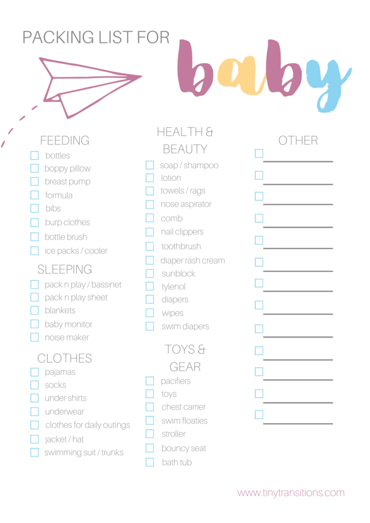 Travel Checklist for Baby & Toddler Downloads