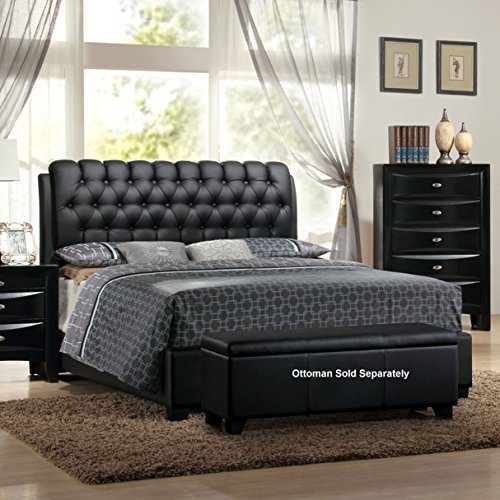 ^*^Roundhill Furniture Blemerey 110 Wood Bonded Leather Bed King Black