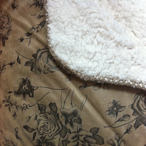 Queen Blanket Super Soft Plush Embossed Flower Beige Sherpa Blankets