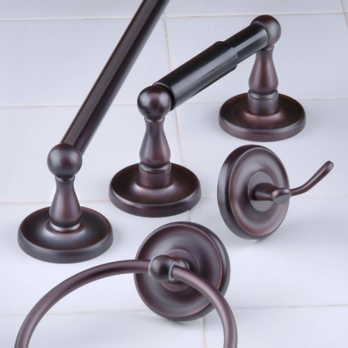 4Piece Bathroom Hardware Accessory Set With 24″ Towel Bar Oil Rubbed