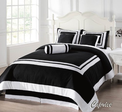 7 Pieces Caprice Black and White Hotel Comforter Bedina