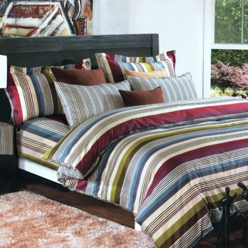 Discount Blancho Bedding [Cottage Stripe] 100 Cotton 4PC Comforter
