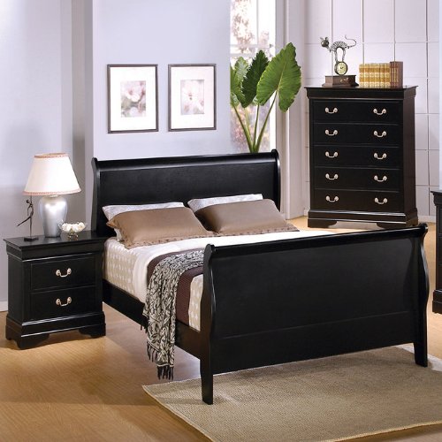 Queen Size Sleigh Bed Louis Philippe Style in Black Finish wasghuvu3 Blog