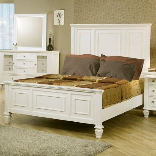  SANDY BEACH QUEEN BEDROOM SET 4 PIECE TROPICAL WHITE SLEIGH BED weeksshelby14
