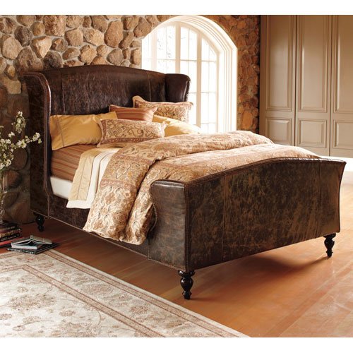 Artisan Wingback Bed Leather Queen Bed weeksshelby14
