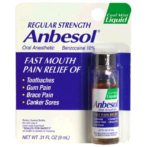Anbesol Oral Anesthetic, Regular Strength, Cool Mint Liquid .31 fl oz