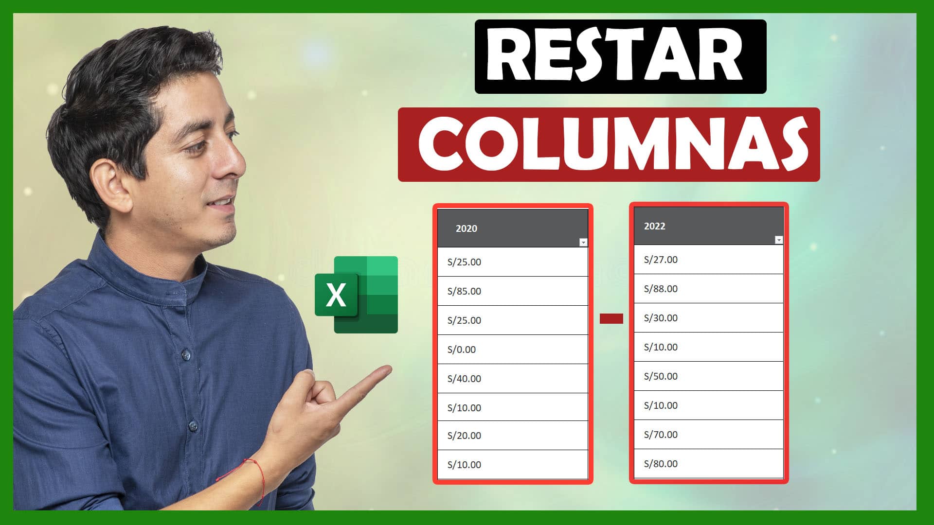 restar columnas en Excel