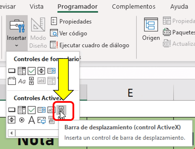 Barra de desplazamiento con Formato condicional (Controles Activex