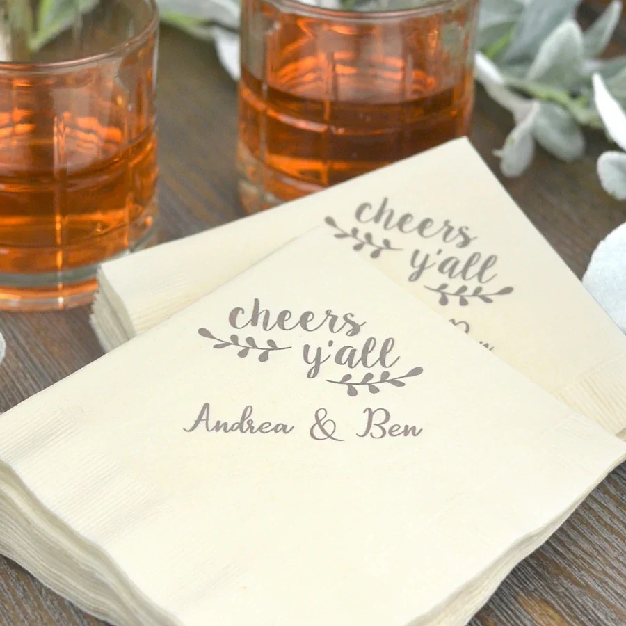 3Ply Paper Personalized Wedding Reception Cocktail Napkins