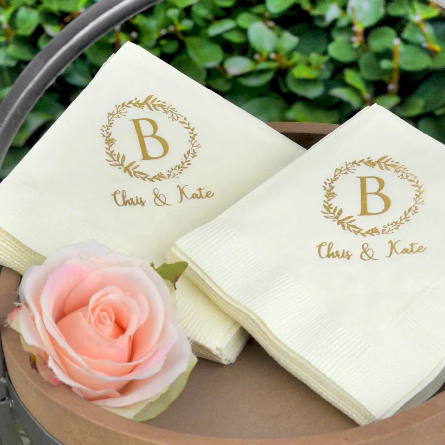 3Ply Paper Personalized Wedding Reception Cocktail Napkins