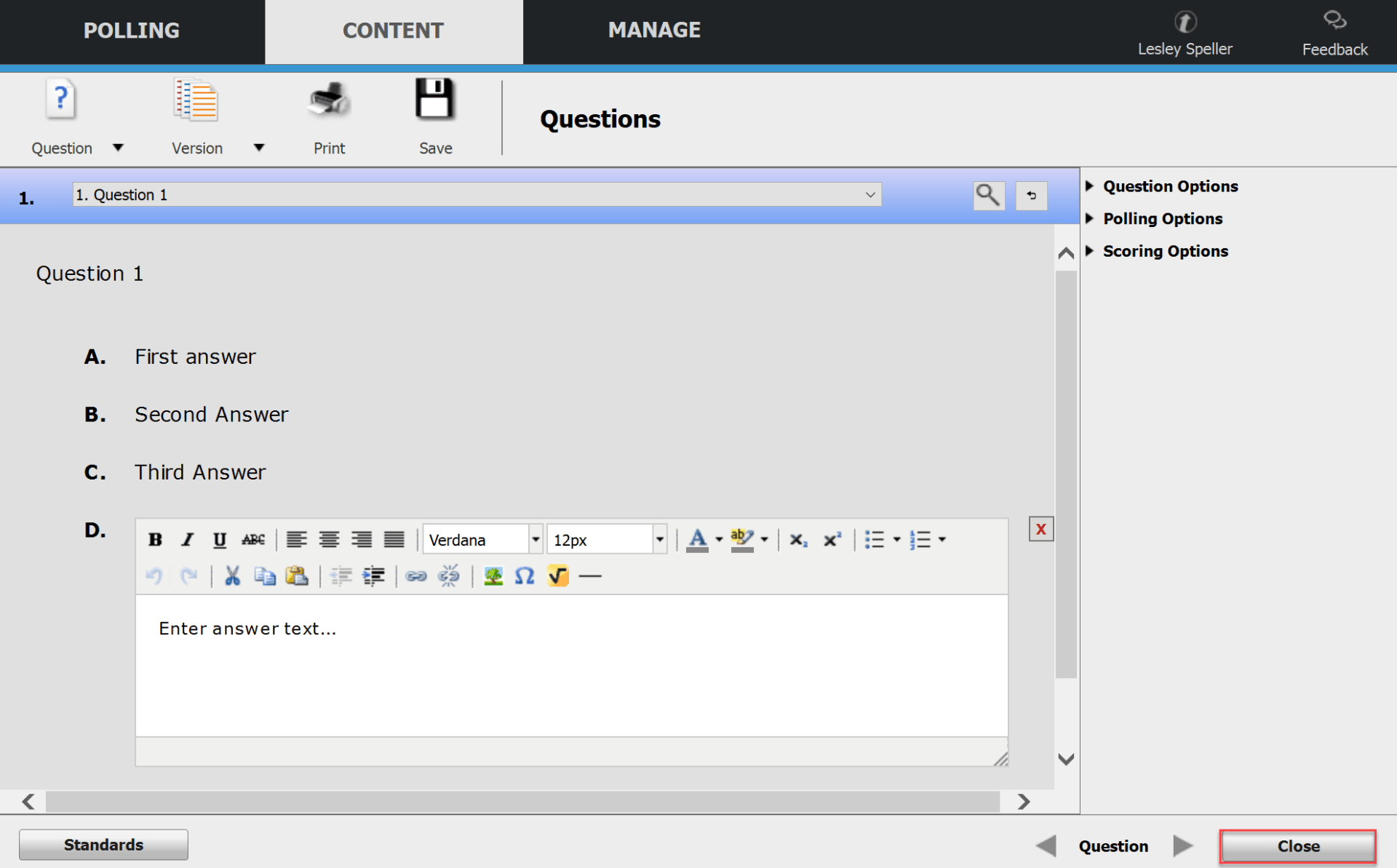 Clickers Using a Question List for Anywhere Polling in PointSolutions