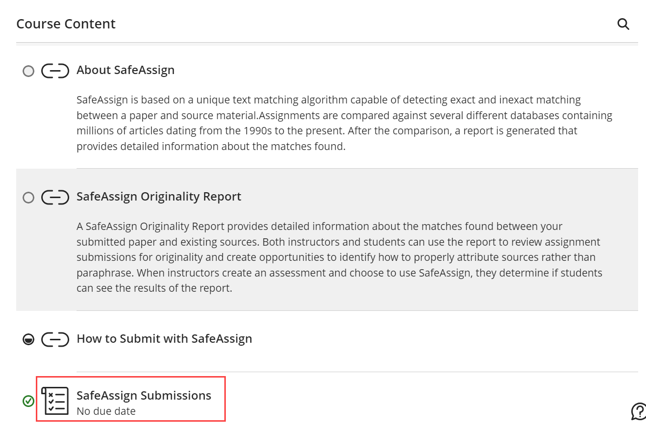 SafeAssign SelfEnroll for Students Teaching Innovation and