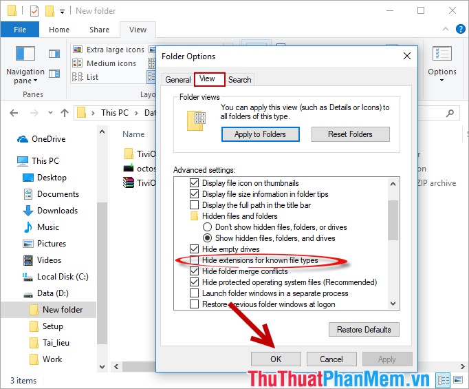How to display file extensions (file extensions) in Windows 10