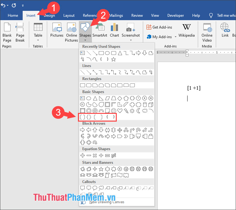 How to insert brackets in Word, Excel square brackets, curly brackets