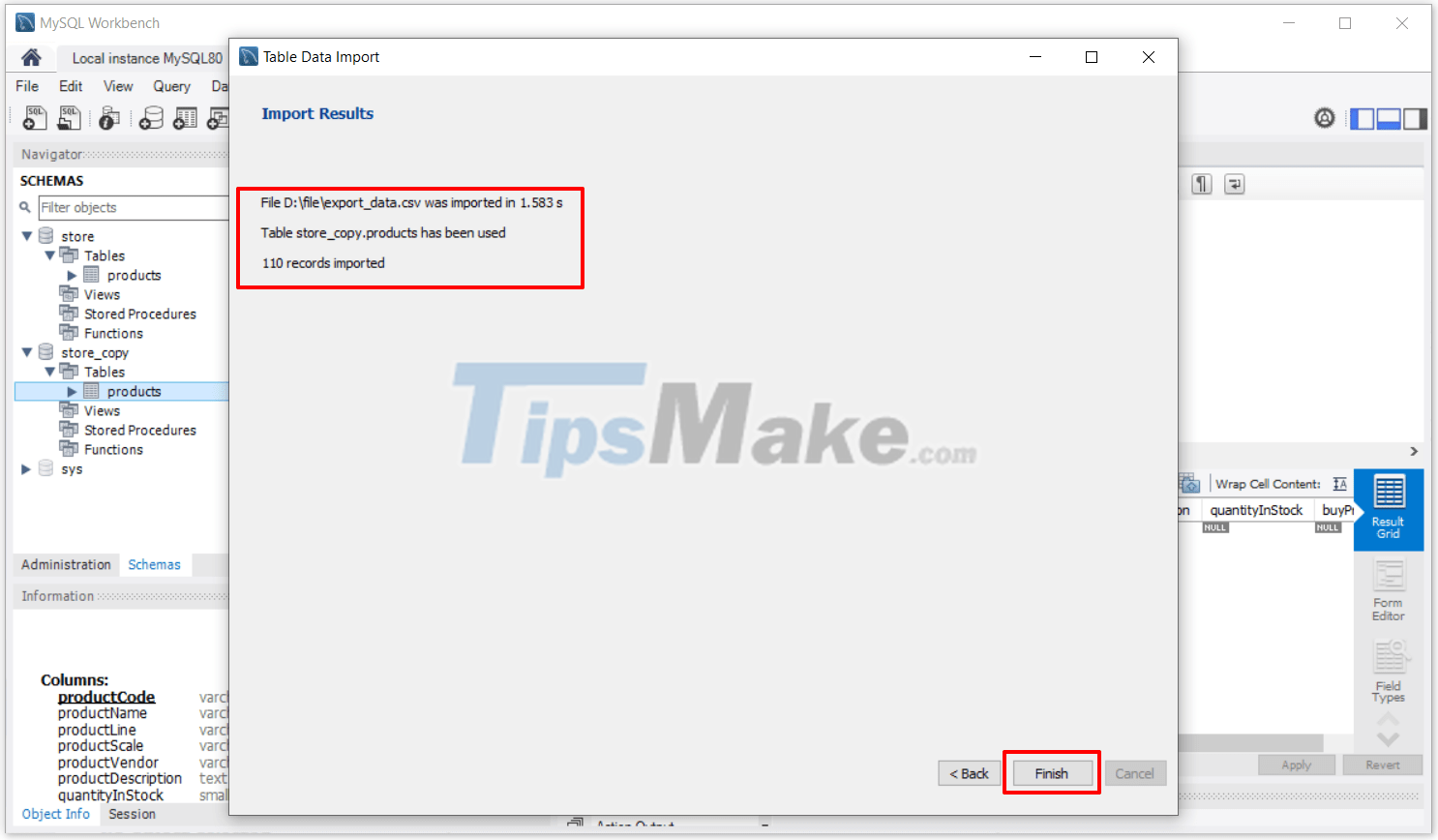 Steps to Import data from different tables in MySQL Workbench