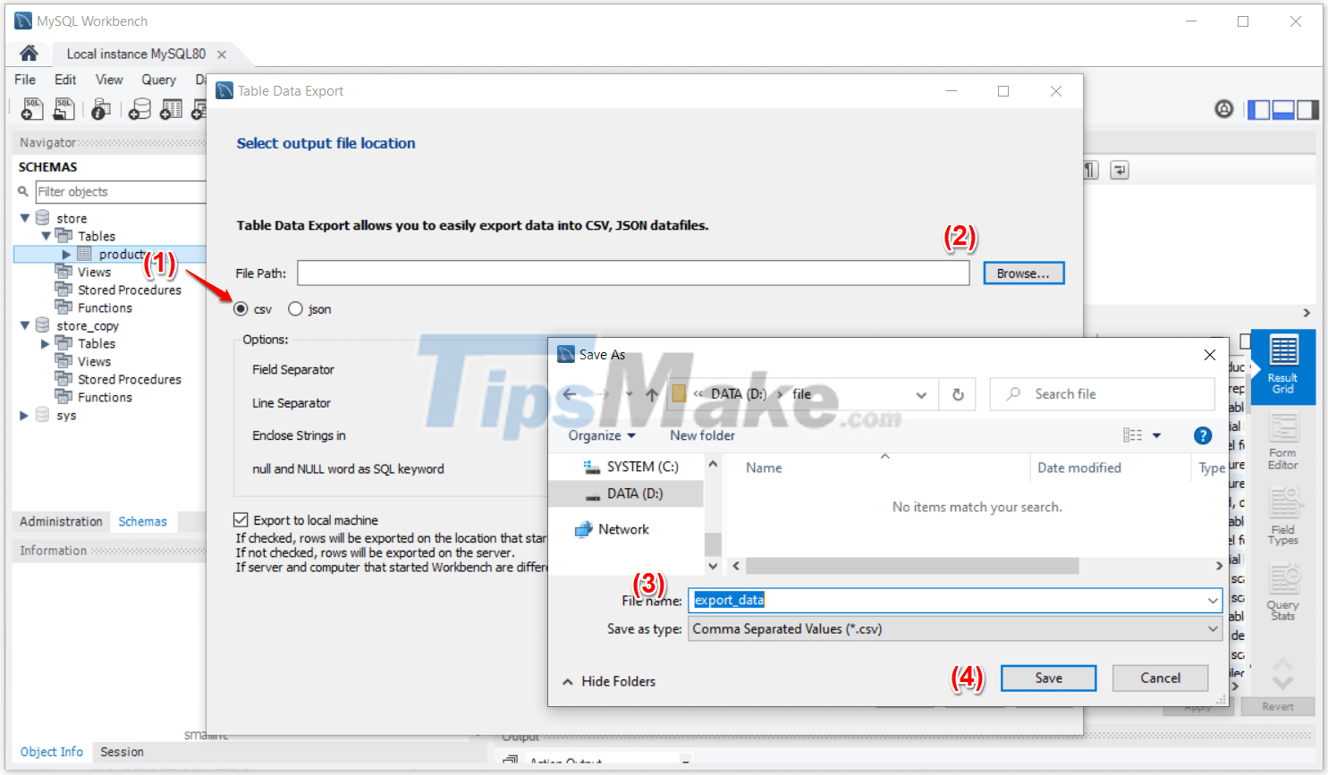 Steps to Import data from different tables in MySQL Workbench