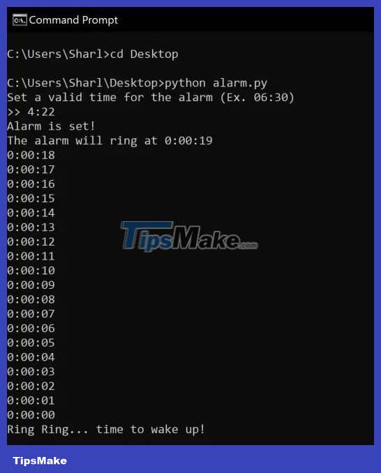 Write an alarm clock program in Python