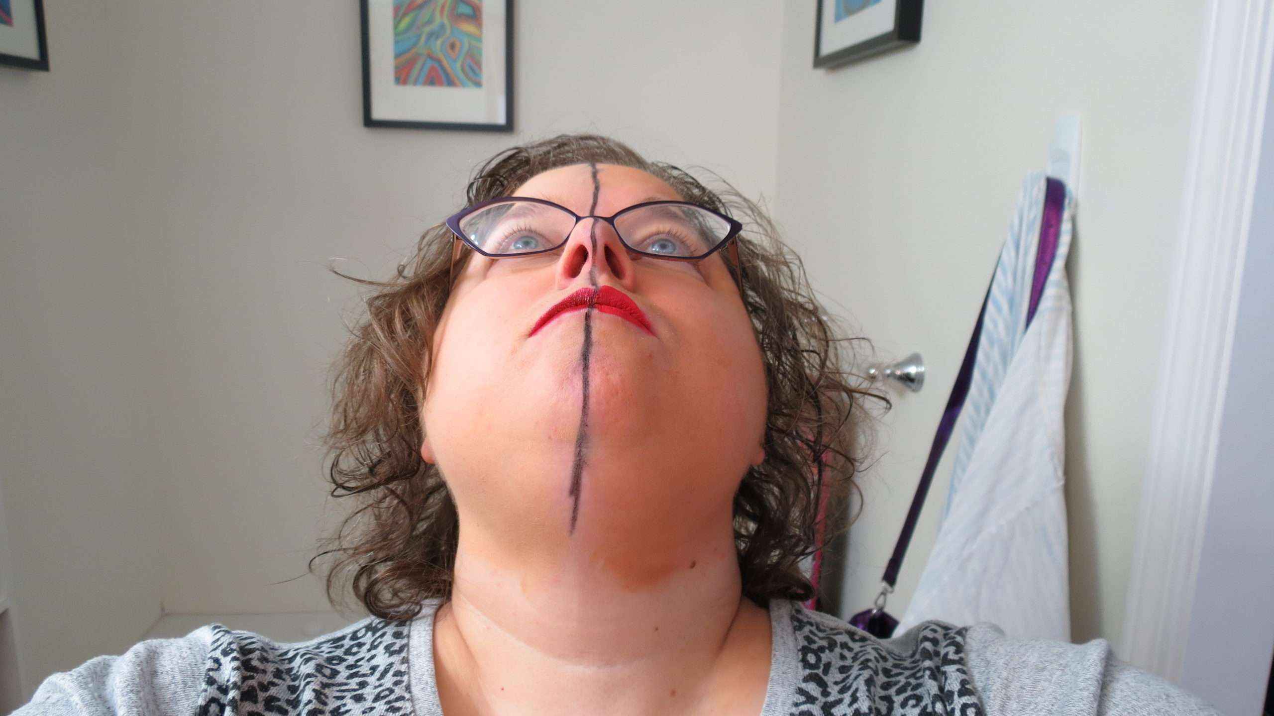 You can see the foundation on my neck, below the line