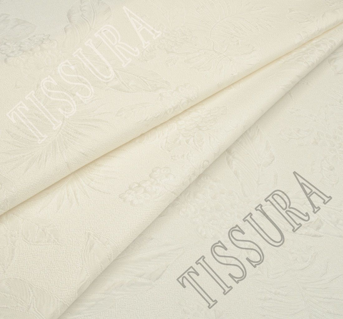 White Silk & Cotton Jacquard Fabric Fabrics from Italy, SKU 00059048