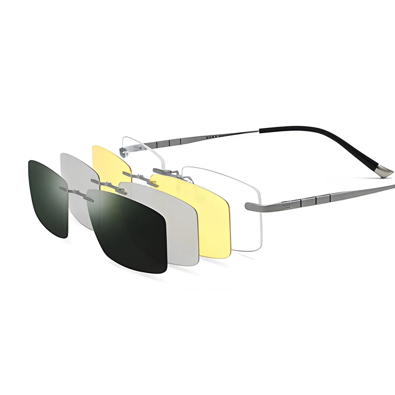 Titanium Rimless Rectangle ClipOn Frames