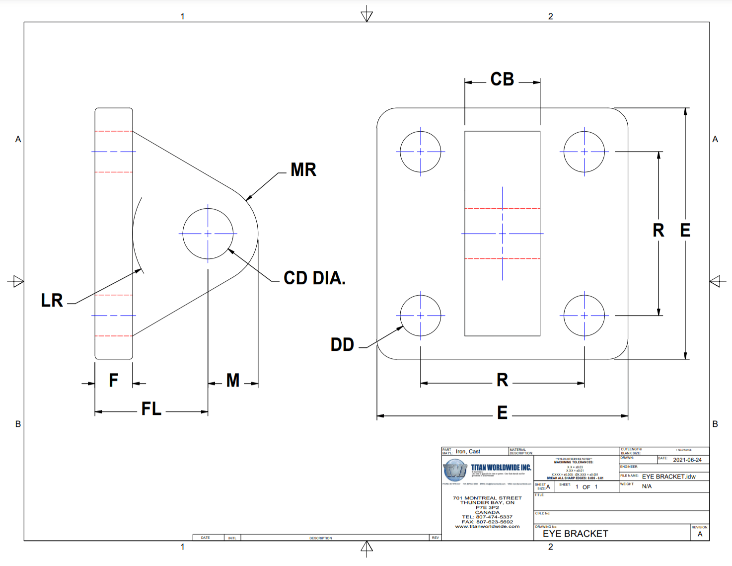 Cylinder Mounting Accessory Eye Bracket DEB05 Titan Worldwide Inc.