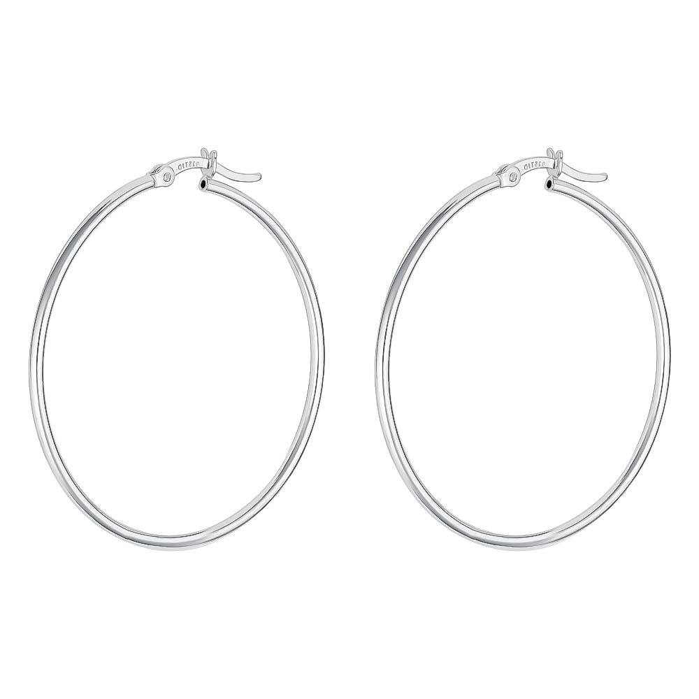 (ERH150) 1.5mm Rhodium Plated Sterling Silver Plain Hoops TJD Silver
