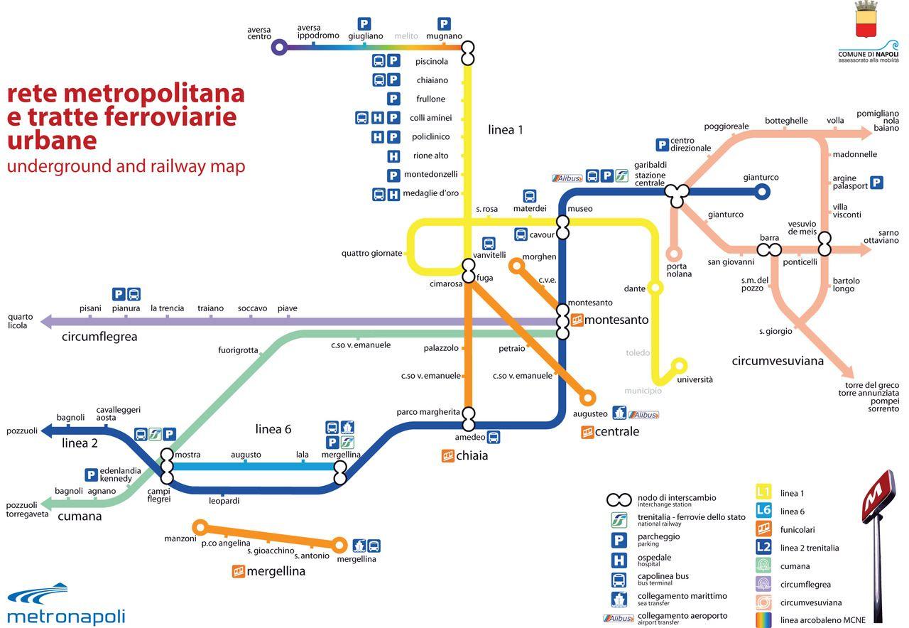 Naples transit mapa Napoles transportasyon mga mapa (Campania Italya)